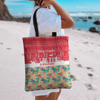 Singapore Christmas Tote Bag with Skyline Batik Patterns Landmark Silhouettes and Festive Design - Wonder Print Shop