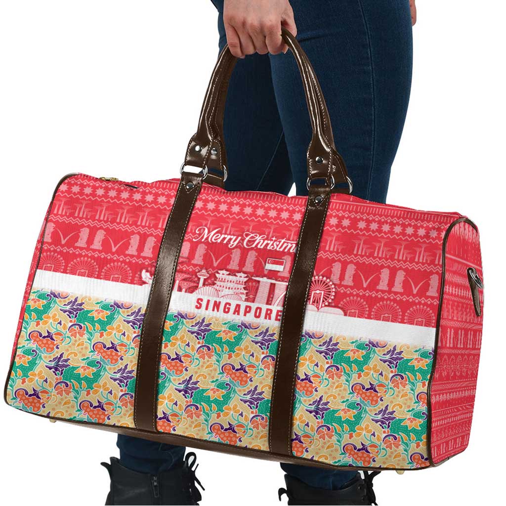 Singapore Christmas Travel Bag with Skyline Batik Patterns Landmark Silhouettes and Festive Design - Wonder Print Shop