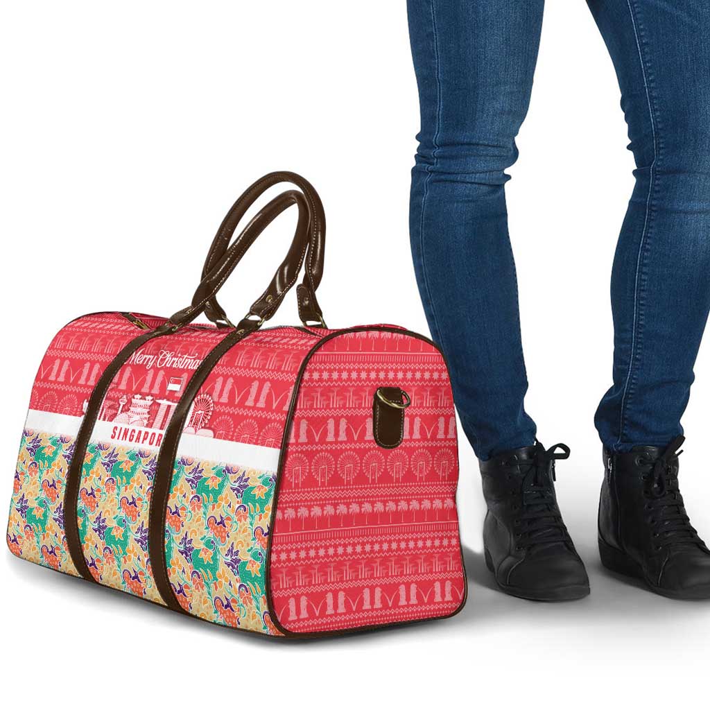 Singapore Christmas Travel Bag with Skyline Batik Patterns Landmark Silhouettes and Festive Design - Wonder Print Shop