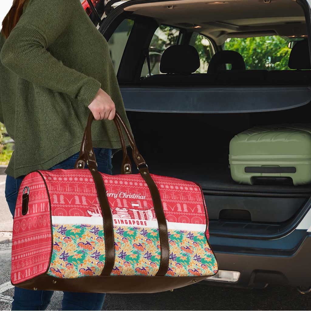 Singapore Christmas Travel Bag with Skyline Batik Patterns Landmark Silhouettes and Festive Design - Wonder Print Shop