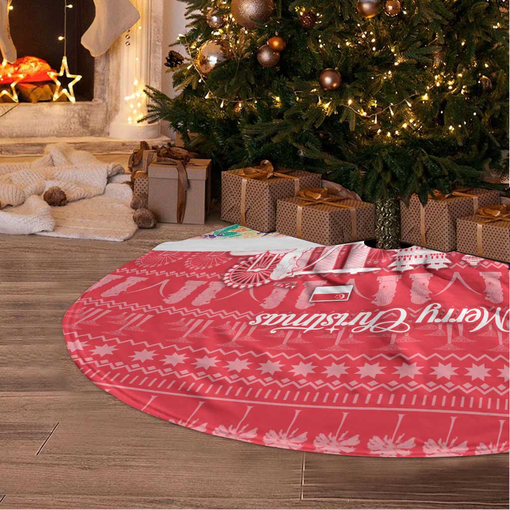 Singapore Christmas Tree Skirt with Skyline Batik Patterns Landmark Silhouettes and Festive Design - Wonder Print Shop