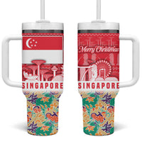 Singapore Christmas Tumbler With Handle with Skyline Batik Patterns Landmark Silhouettes and Festive Design - Wonder Print Shop