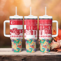 Singapore Christmas Tumbler With Handle with Skyline Batik Patterns Landmark Silhouettes and Festive Design - Wonder Print Shop