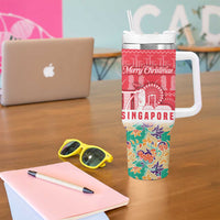 Singapore Christmas Tumbler With Handle with Skyline Batik Patterns Landmark Silhouettes and Festive Design - Wonder Print Shop