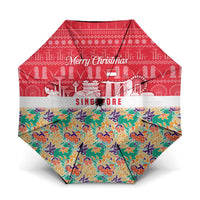 Singapore Christmas Umbrella with Skyline Batik Patterns Landmark Silhouettes and Festive Design - Wonder Print Shop