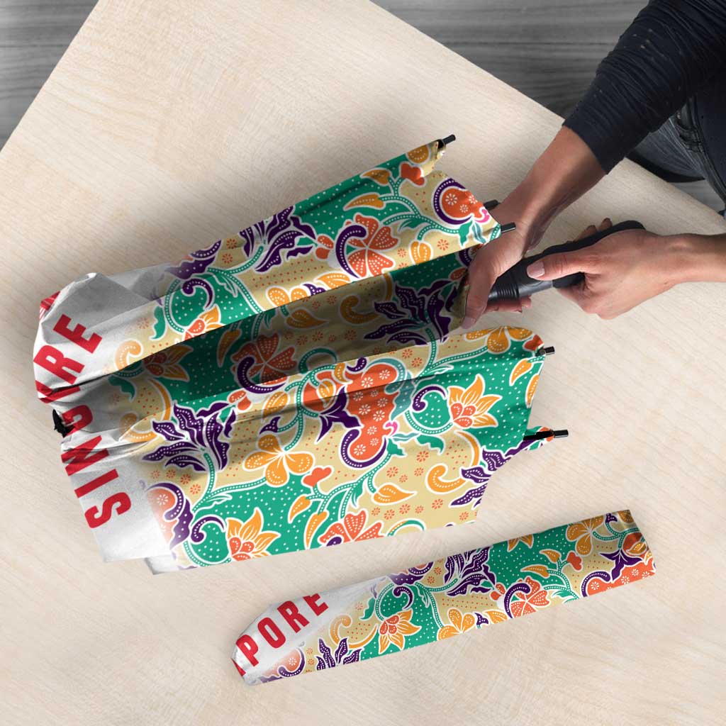 Singapore Christmas Umbrella with Skyline Batik Patterns Landmark Silhouettes and Festive Design - Wonder Print Shop