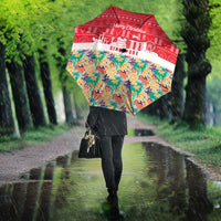 Singapore Christmas Umbrella with Skyline Batik Patterns Landmark Silhouettes and Festive Design - Wonder Print Shop