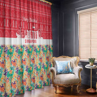 Singapore Christmas Window Curtain with Skyline Batik Patterns Landmark Silhouettes and Festive Design - Wonder Print Shop