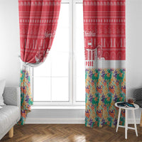 Singapore Christmas Window Curtain with Skyline Batik Patterns Landmark Silhouettes and Festive Design - Wonder Print Shop