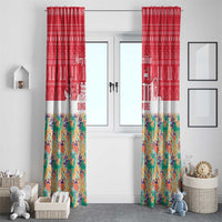 Singapore Christmas Window Curtain with Skyline Batik Patterns Landmark Silhouettes and Festive Design - Wonder Print Shop