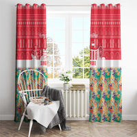 Singapore Christmas Window Curtain with Skyline Batik Patterns Landmark Silhouettes and Festive Design - Wonder Print Shop
