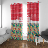 Singapore Christmas Window Curtain with Skyline Batik Patterns Landmark Silhouettes and Festive Design - Wonder Print Shop