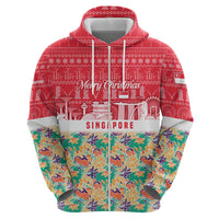 Singapore Christmas Zip Hoodie with Skyline Batik Patterns Landmark Silhouettes and Festive Design - Wonder Print Shop