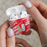 Singapore Christmas AirPods Case with Merlion Santa Hat Batik Christmas Tree and City Skyline Design - Wonder Print Shop