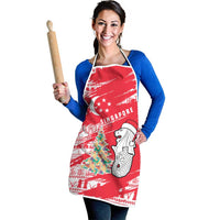 Singapore Christmas Apron with Merlion Santa Hat Batik Christmas Tree and City Skyline Design - Wonder Print Shop