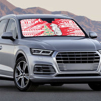 Singapore Christmas Auto Sun Shade with Merlion Santa Hat Batik Christmas Tree and City Skyline Design - Wonder Print Shop