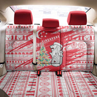 Singapore Christmas Back Car Seat Cover with Merlion Santa Hat Batik Christmas Tree and City Skyline Design - Wonder Print Shop