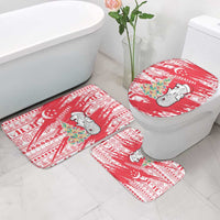 Singapore Christmas Bathroom Set with Merlion Santa Hat Batik Christmas Tree and City Skyline Design - Wonder Print Shop