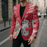 Singapore Christmas Blazer with Merlion Santa Hat Batik Christmas Tree and City Skyline Design - Wonder Print Shop