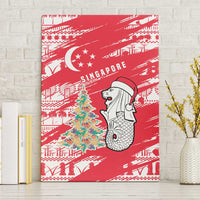 Singapore Christmas Canvas Wall Art with Merlion Santa Hat Batik Christmas Tree and City Skyline Design - Wonder Print Shop