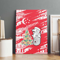 Singapore Christmas Canvas Wall Art with Merlion Santa Hat Batik Christmas Tree and City Skyline Design - Wonder Print Shop