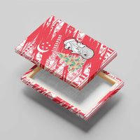 Singapore Christmas Canvas Wall Art with Merlion Santa Hat Batik Christmas Tree and City Skyline Design - Wonder Print Shop