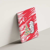Singapore Christmas Canvas Wall Art with Merlion Santa Hat Batik Christmas Tree and City Skyline Design - Wonder Print Shop