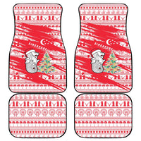 Singapore Christmas Car Mats with Merlion Santa Hat Batik Christmas Tree and City Skyline Design - Wonder Print Shop