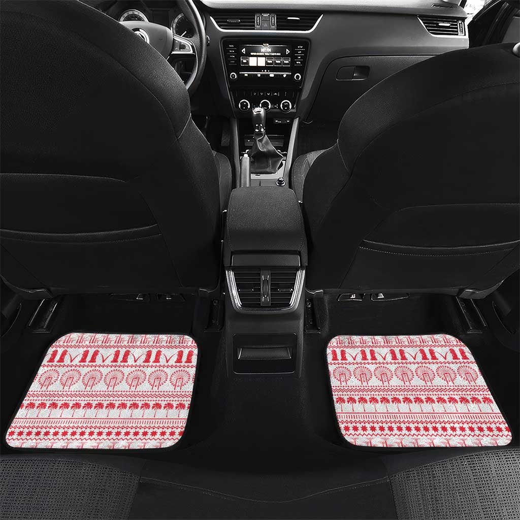 Singapore Christmas Car Mats with Merlion Santa Hat Batik Christmas Tree and City Skyline Design - Wonder Print Shop