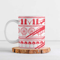 Singapore Christmas Ceramic Mug with Merlion Santa Hat Batik Christmas Tree and City Skyline Design - Wonder Print Shop
