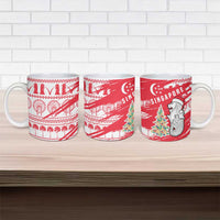 Singapore Christmas Ceramic Mug with Merlion Santa Hat Batik Christmas Tree and City Skyline Design - Wonder Print Shop