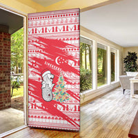 Singapore Christmas Door Cover with Merlion Santa Hat Batik Christmas Tree and City Skyline Design - Wonder Print Shop