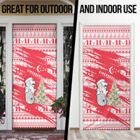 Singapore Christmas Door Cover with Merlion Santa Hat Batik Christmas Tree and City Skyline Design - Wonder Print Shop