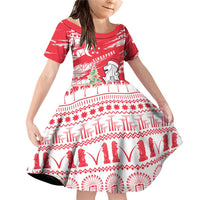 Singapore Christmas Family Matching Off Shoulder Short Dress and Hawaiian Shirt with Merlion Santa Hat Batik Christmas Tree and City Skyline Design - Wonder Print Shop