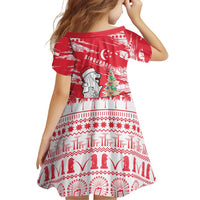 Singapore Christmas Family Matching Off Shoulder Short Dress and Hawaiian Shirt with Merlion Santa Hat Batik Christmas Tree and City Skyline Design - Wonder Print Shop