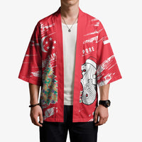 Singapore Christmas Kimono with Merlion Santa Hat Batik Christmas Tree and City Skyline Design - Wonder Print Shop