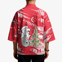 Singapore Christmas Kimono with Merlion Santa Hat Batik Christmas Tree and City Skyline Design - Wonder Print Shop