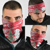 Singapore Christmas Neck Gaiter with Merlion Santa Hat Batik Christmas Tree and City Skyline Design - Wonder Print Shop