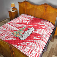 Singapore Christmas Quilt with Merlion Santa Hat Batik Christmas Tree and City Skyline Design - Wonder Print Shop