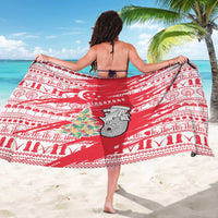 Singapore Christmas Sarong with Merlion Santa Hat Batik Christmas Tree and City Skyline Design - Wonder Print Shop