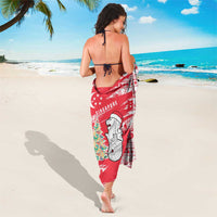 Singapore Christmas Sarong with Merlion Santa Hat Batik Christmas Tree and City Skyline Design - Wonder Print Shop