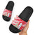 Singapore Christmas Slide Sandals with Merlion Santa Hat Batik Christmas Tree and City Skyline Design - Wonder Print Shop