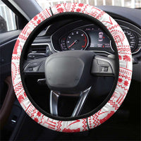 Singapore Christmas Steering Wheel Cover with Merlion Santa Hat Batik Christmas Tree and City Skyline Design - Wonder Print Shop
