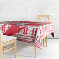 Singapore Christmas Tablecloth with Merlion Santa Hat Batik Christmas Tree and City Skyline Design - Wonder Print Shop