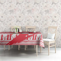 Singapore Christmas Tablecloth with Merlion Santa Hat Batik Christmas Tree and City Skyline Design - Wonder Print Shop