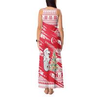 Singapore Christmas Tank Maxi Dress with Merlion Santa Hat Batik Christmas Tree and City Skyline Design - Wonder Print Shop