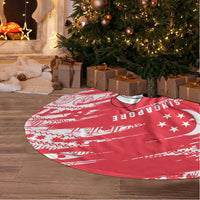 Singapore Christmas Tree Skirt with Merlion Santa Hat Batik Christmas Tree and City Skyline Design - Wonder Print Shop