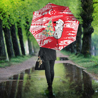 Singapore Christmas Umbrella with Merlion Santa Hat Batik Christmas Tree and City Skyline Design - Wonder Print Shop
