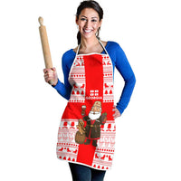 Georgia Christmas Apron with Santa in Chokha Wine Barrel Gingerbread and Coat of Arms Design - Wonder Print Shop