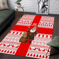 Georgia Christmas Area Rug with Santa in Chokha Wine Barrel Gingerbread and Coat of Arms Design - Wonder Print Shop